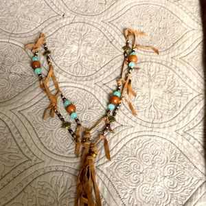 Western-style fringed, beaded necklace